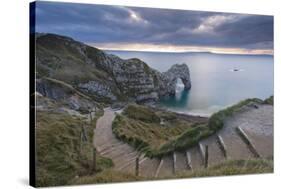 Winding Coastpath Steps Leading Down to Durdle Door on the Jurassic Coast, Dorset, England-Adam Burton-Stretched Canvas