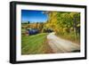 Winding Country Road with a Farm Reading Vermont-George Oze-Framed Photographic Print