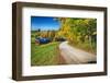 Winding Country Road with a Farm Reading Vermont-George Oze-Framed Photographic Print