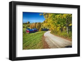 Winding Country Road with a Farm Reading Vermont-George Oze-Framed Photographic Print
