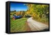 Winding Country Road with a Farm Reading Vermont-George Oze-Framed Stretched Canvas