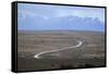 Winding desert road and Andes mountains, El Calafate, Parque Nacional Los Glaciares, UNESCO World H-Stuart Black-Framed Stretched Canvas