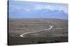 Winding desert road and Andes mountains, El Calafate, Parque Nacional Los Glaciares, UNESCO World H-Stuart Black-Stretched Canvas