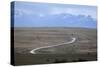 Winding desert road and Andes mountains, El Calafate, Parque Nacional Los Glaciares, UNESCO World H-Stuart Black-Stretched Canvas