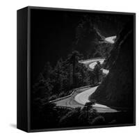 Winding Mountain Road in Black and White-Bryce Eilenberg-Framed Stretched Canvas