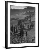 Winding Road and Poppies, Montichiello, Tuscany, Italy, Europe-Angelo Cavalli-Framed Photographic Print