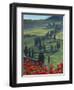 Winding Road and Poppies, Montichiello, Tuscany, Italy, Europe-Angelo Cavalli-Framed Photographic Print