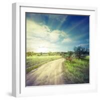 Winding Sandy Road in Field under the Daylight Sky-Alexlukin-Framed Photographic Print