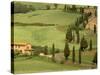 Winding Tuscan Road, Monticchiello, Tuscany, Italy-Walter Bibikow-Stretched Canvas