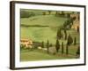 Winding Tuscan Road, Monticchiello, Tuscany, Italy-Walter Bibikow-Framed Photographic Print