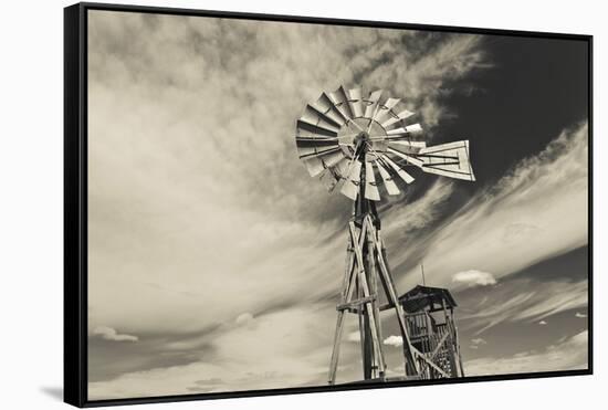 Windmill, 1880 Town, Pioneer Village, Stamford, South Dakota, USA-Walter Bibikow-Framed Stretched Canvas