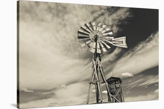 Windmill, 1880 Town, Pioneer Village, Stamford, South Dakota, USA-Walter Bibikow-Stretched Canvas