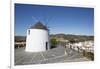 Windmill above village and Rio Guadiana river with view to Portugal, Sanlucar de Guadiana, Huelva P-Stuart Black-Framed Photographic Print