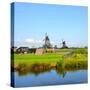 Windmill Amsterdam-Graphicstockphoto-Stretched Canvas