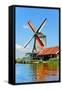 Windmill Amsterdam-Graphicstockphoto-Framed Stretched Canvas