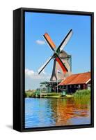 Windmill Amsterdam-Graphicstockphoto-Framed Stretched Canvas