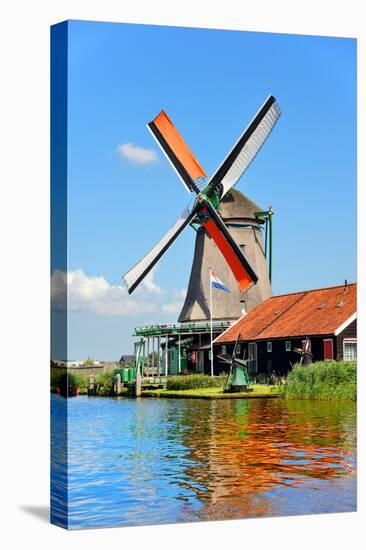 Windmill Amsterdam-Graphicstockphoto-Stretched Canvas