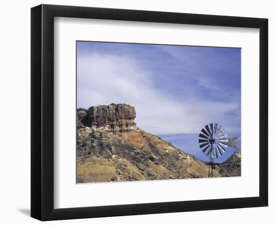Windmill and Cliffs of Palo Duro Canyon State Park, Texas, USA-Darrell Gulin-Framed Photographic Print