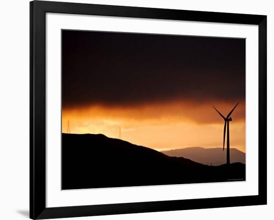 Windmill and Power Lines at Dawn, Manawatu, New Zealand-Don Smith-Framed Photographic Print