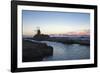 Windmill and Saltworks at Dusk , Marsala, Sicily, Italy-Massimo Borchi-Framed Photographic Print