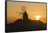 Windmill and Saltworks at Sunset, Marsala, Sicily, Italy-Massimo Borchi-Framed Stretched Canvas