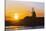 Windmill and Saltworks at Sunset, Marsala, Sicily, Italy-Massimo Borchi-Stretched Canvas