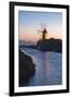 Windmill and Saltworks at Sunset, Marsala, Sicily, Italy-Massimo Borchi-Framed Photographic Print