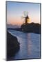 Windmill and Saltworks at Sunset, Marsala, Sicily, Italy-Massimo Borchi-Mounted Photographic Print