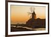 Windmill and Saltworks at Sunset, Marsala, Sicily, Italy-Massimo Borchi-Framed Photographic Print