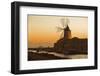 Windmill and Saltworks at Sunset, Marsala, Sicily, Italy-Massimo Borchi-Framed Photographic Print