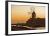 Windmill and Saltworks at Sunset, Marsala, Sicily, Italy-Massimo Borchi-Framed Photographic Print