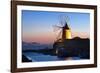 Windmill and Saltworks at Sunset, Marsala, Sicily, Italy-Massimo Borchi-Framed Photographic Print