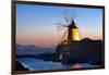 Windmill and Saltworks at Sunset, Marsala, Sicily, Italy-Massimo Borchi-Framed Photographic Print