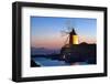 Windmill and Saltworks at Sunset, Marsala, Sicily, Italy-Massimo Borchi-Framed Photographic Print