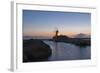 Windmill and Saltworks at Sunset, Marsala, Sicily, Italy-Massimo Borchi-Framed Photographic Print