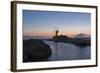 Windmill and Saltworks at Sunset, Marsala, Sicily, Italy-Massimo Borchi-Framed Photographic Print