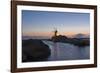 Windmill and Saltworks at Sunset, Marsala, Sicily, Italy-Massimo Borchi-Framed Photographic Print