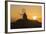 Windmill and Saltworks at Sunset, Marsala, Sicily, Italy-Massimo Borchi-Framed Photographic Print