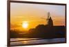 Windmill and Saltworks at Sunset, Marsala, Sicily, Italy-Massimo Borchi-Framed Photographic Print