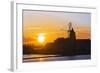 Windmill and Saltworks at Sunset, Marsala, Sicily, Italy-Massimo Borchi-Framed Photographic Print