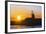 Windmill and Saltworks at Sunset, Marsala, Sicily, Italy-Massimo Borchi-Framed Photographic Print