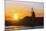 Windmill and Saltworks at Sunset, Marsala, Sicily, Italy-Massimo Borchi-Mounted Photographic Print