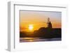 Windmill and Saltworks at Sunset, Marsala, Sicily, Italy-Massimo Borchi-Framed Photographic Print