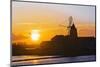 Windmill and Saltworks at Sunset, Marsala, Sicily, Italy-Massimo Borchi-Mounted Photographic Print