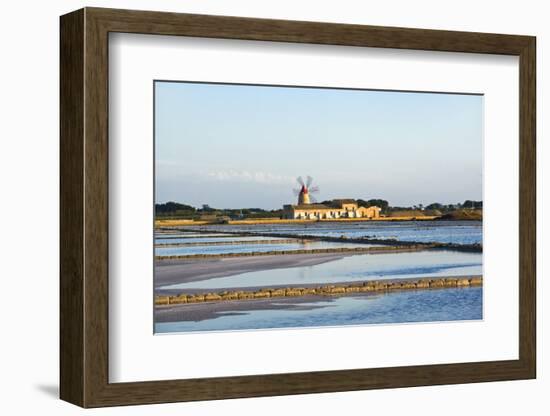 Windmill and Saltworks, Marsala, Sicily, Italy-Massimo Borchi-Framed Photographic Print