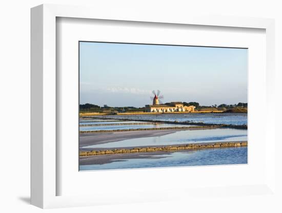 Windmill and Saltworks, Marsala, Sicily, Italy-Massimo Borchi-Framed Photographic Print