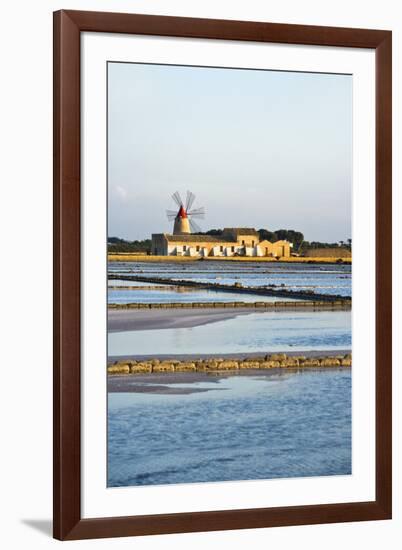 Windmill and Saltworks, Marsala, Sicily, Italy-Massimo Borchi-Framed Photographic Print