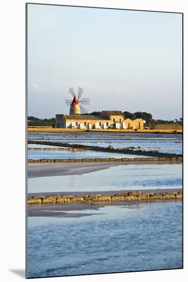 Windmill and Saltworks, Marsala, Sicily, Italy-Massimo Borchi-Mounted Photographic Print