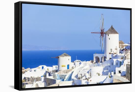 Windmill and Traditional Houses-Neale Clark-Framed Stretched Canvas