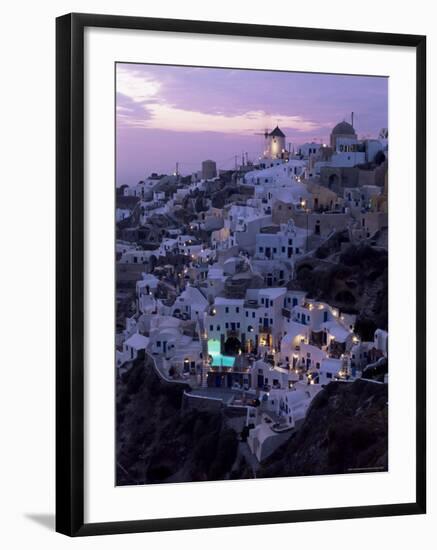 Windmill and Village of Oia, Island of Santorini (Thira), Cyclades, Greece-Gavin Hellier-Framed Photographic Print